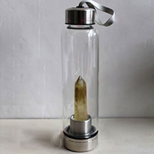 Natural Crystal Quartz Water Bottle